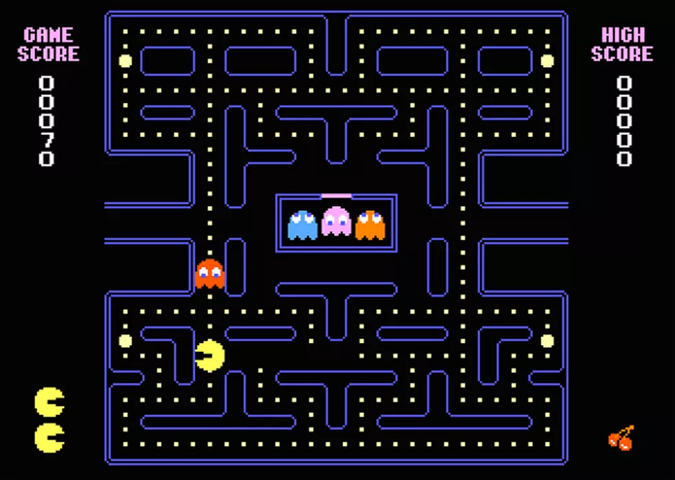 Imagem do jogo Pac-Man, que surgiu nos anos 80
